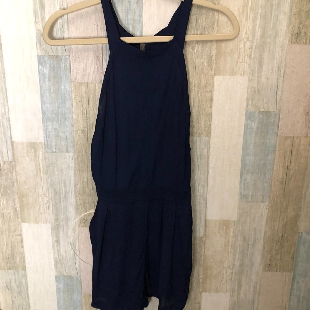 TigerLily Shorts Romper Overall Women's size 4 Navy Blue Pockets Sample Piece